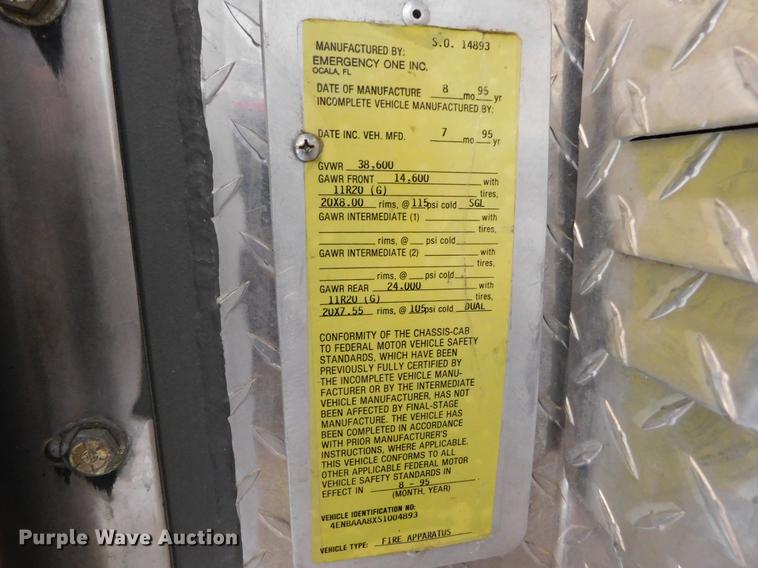 image for item DC8468 1995 Emergency One fire truck