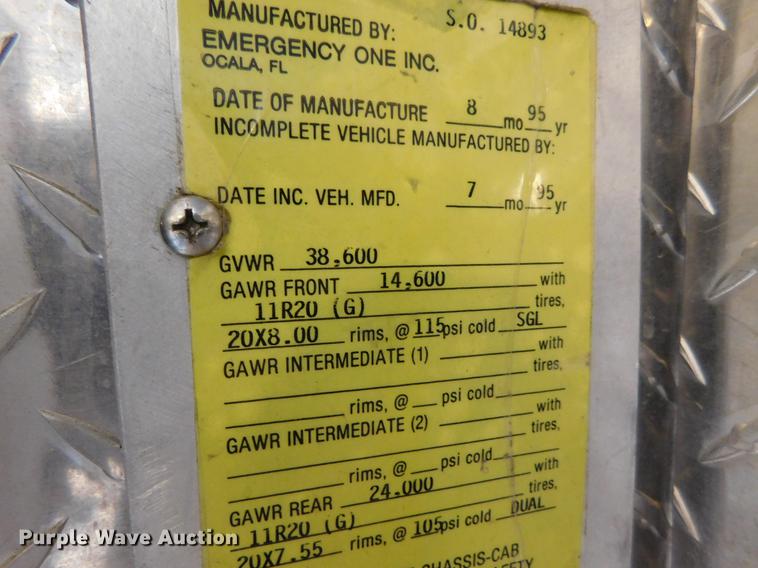 image for item DC8468 1995 Emergency One fire truck