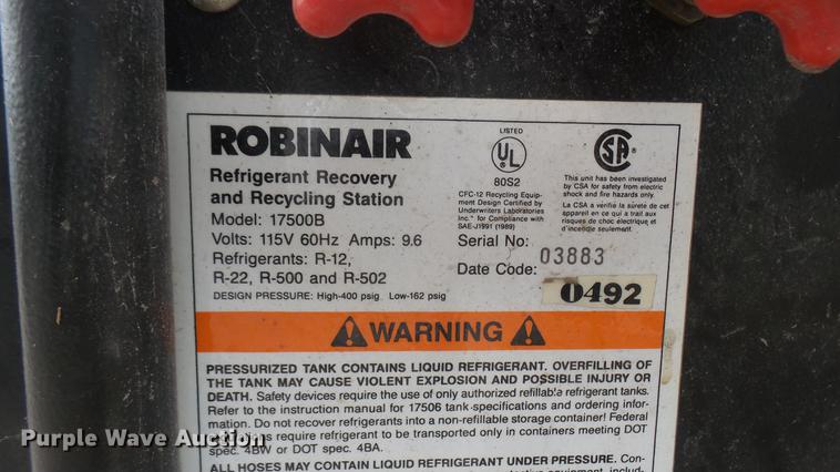 image for item DX9837 Robinair refrigerant recovery system