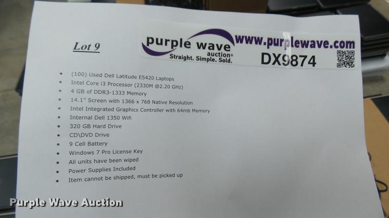 image for item DX9874 (100) Dell Latitude E5420 laptops