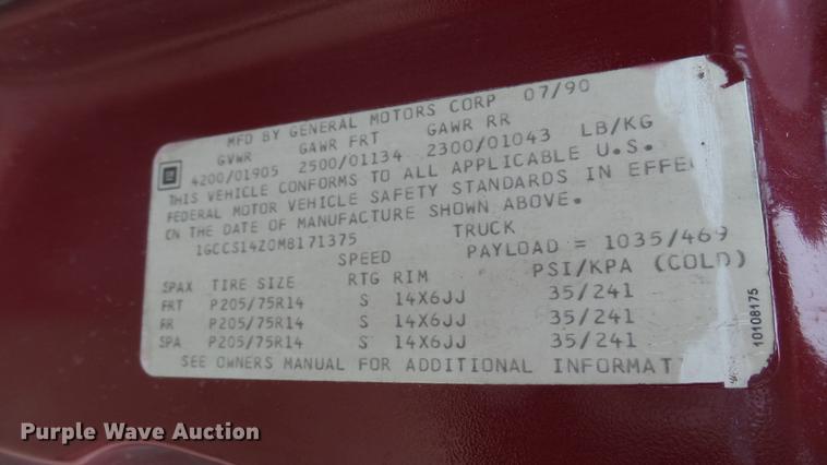 image for item ED9107 1991 Chevrolet S10 pickup truck