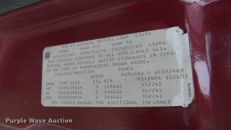 image for item ED9107 1991 Chevrolet S10 pickup truck