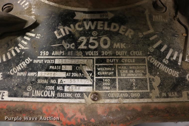 image for item EE9968 Lincoln Lincwelder DC 250MK welder