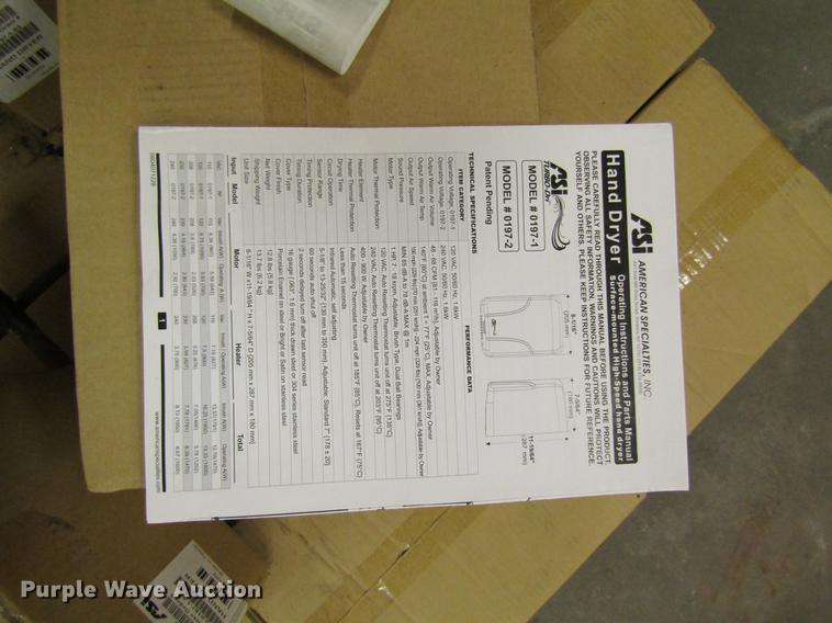 image for item EE9997 (17) American Specialties 0197-1-93 hand dryers