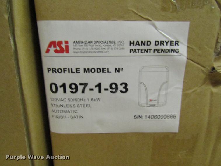 image for item EE9997 (17) American Specialties 0197-1-93 hand dryers