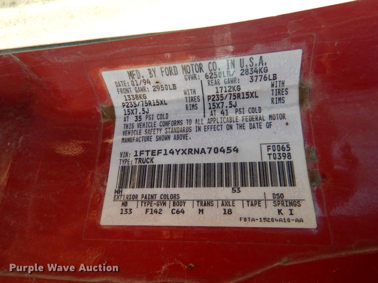 image for item J5544 1994 Ford F150 XL pickup truck