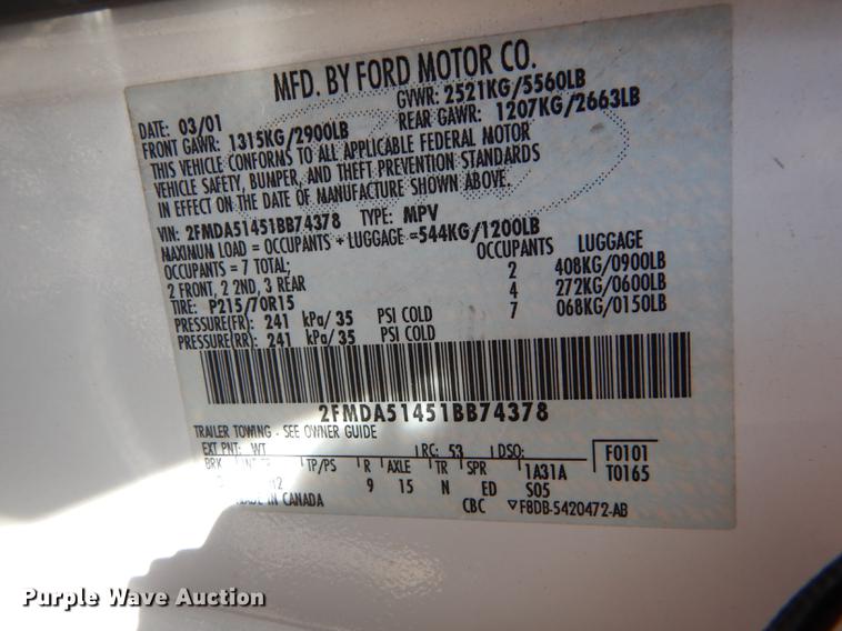 image for item J5583 2001 Ford Windstar LX van