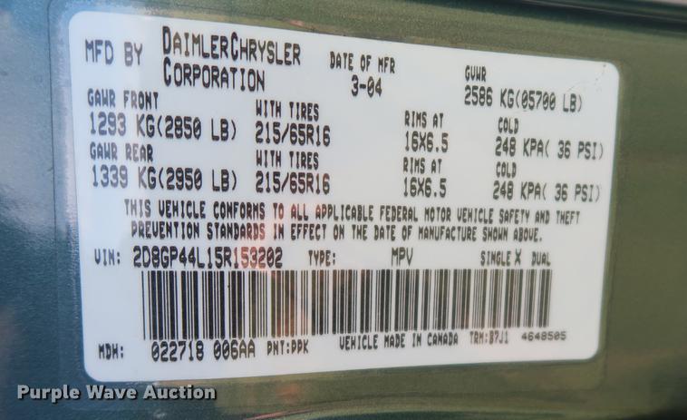 image for item AX9035 2005 Dodge Grand Caravan van