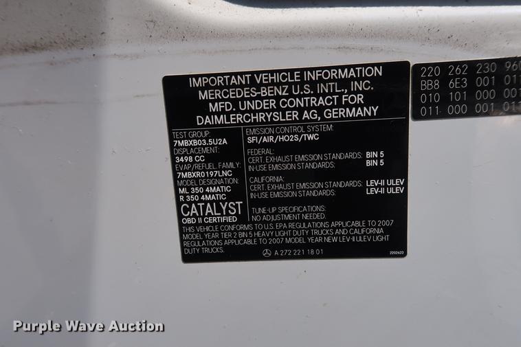 image for item DA8571 2007 Mercedes Benz ML350 SUV