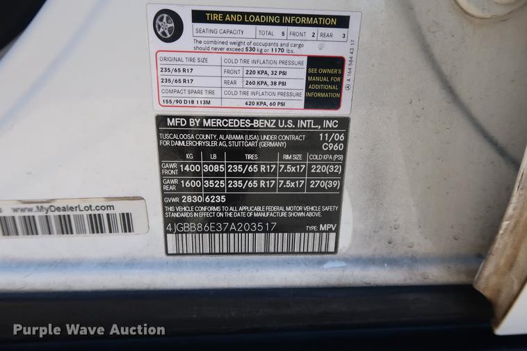image for item DA8571 2007 Mercedes Benz ML350 SUV