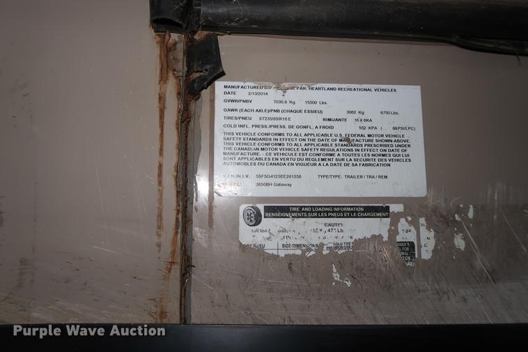 image for item DA8587 2014 Heartland 3650BH Gateway camper