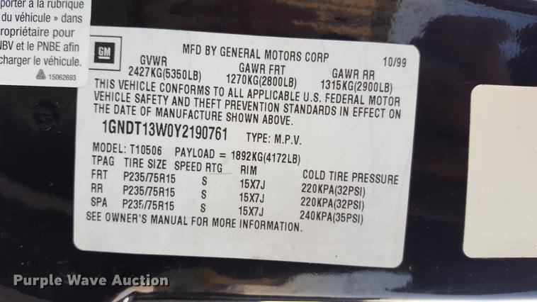 image for item DA8637 2000 Chevrolet Blazer