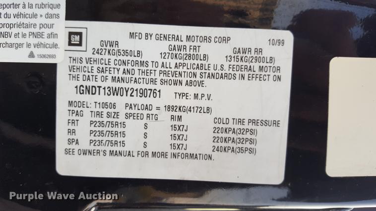 image for item DA8637 2000 Chevrolet Blazer