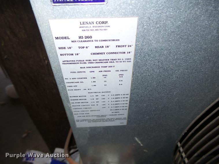 image for item DB9832 Lanair HI-260 waste oil heater