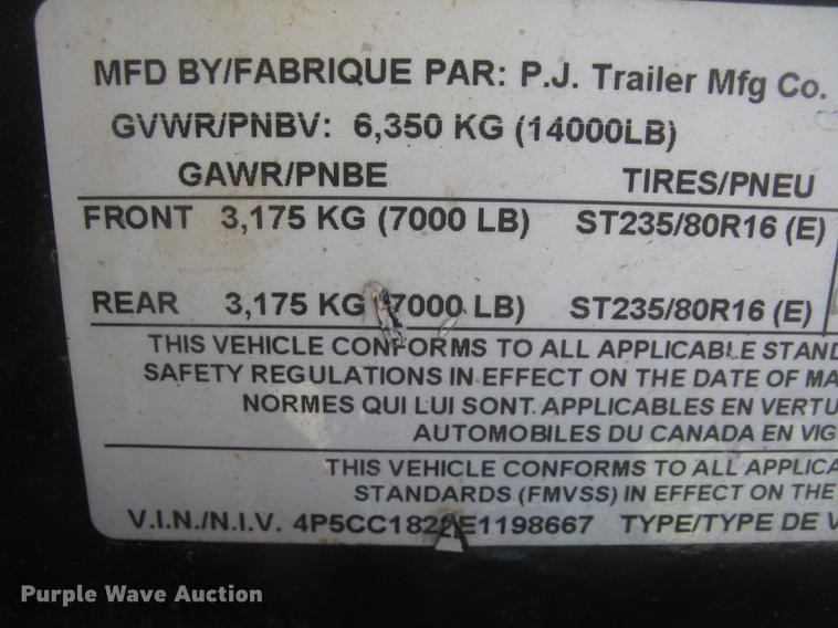 image for item DC2356 2014 PJ equipment trailer