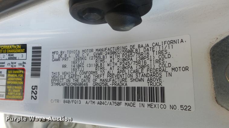 image for item DK9195 2012 Toyota Tacoma pickup truck