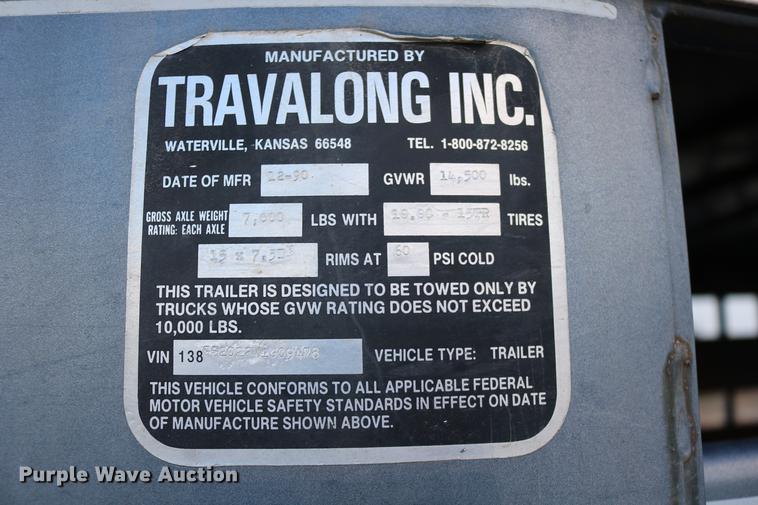 image for item DC3596 1990 Travalong livestock trailer