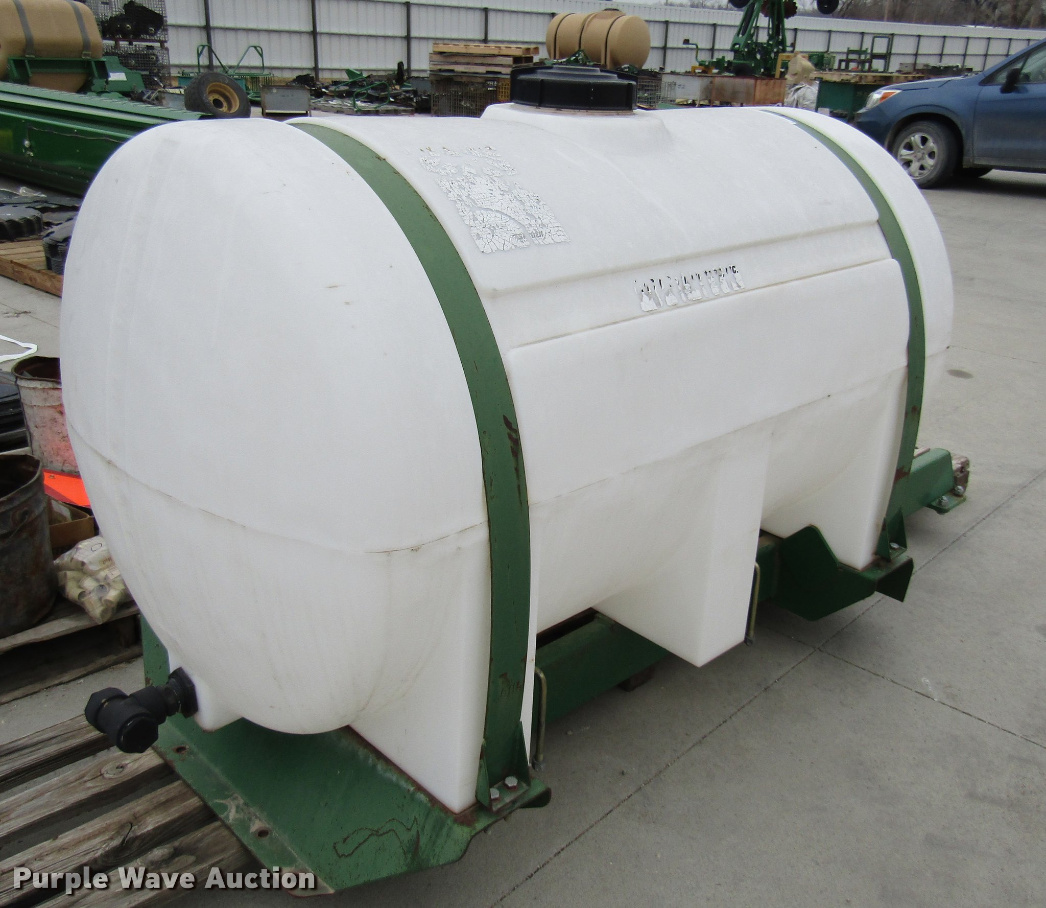 300 gallon poly tank with frame in Assaria, KS Item EH9570 sold Purple Wave