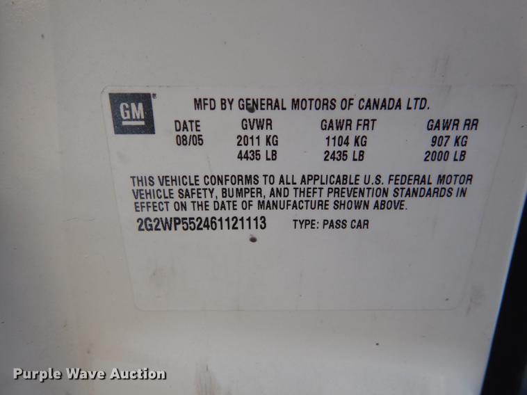 image for item DB8493 2006 Pontiac Grand Prix