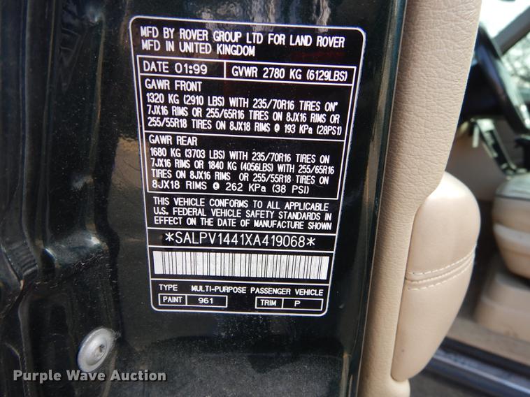 image for item DB8498 1999 Land Rover Range Rover HSE SUV