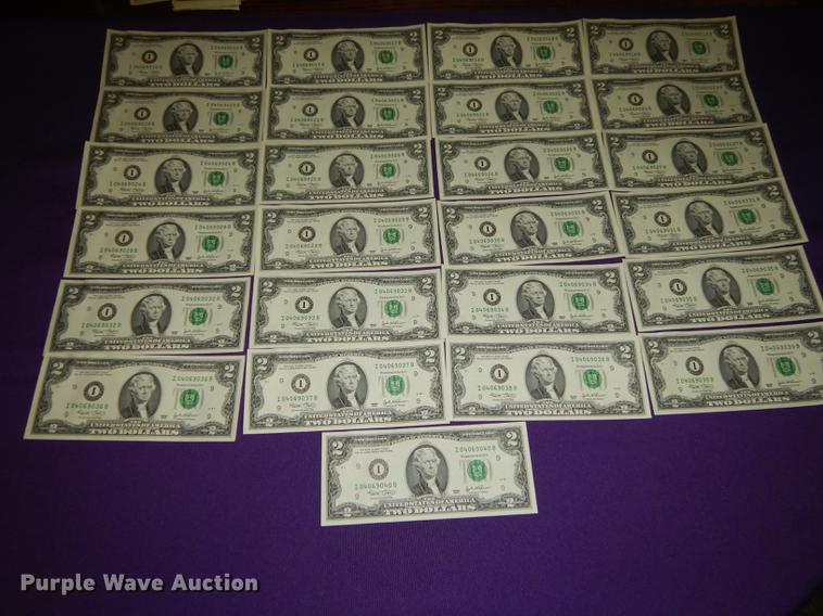 image for item EC9933 (25) two dollar bills