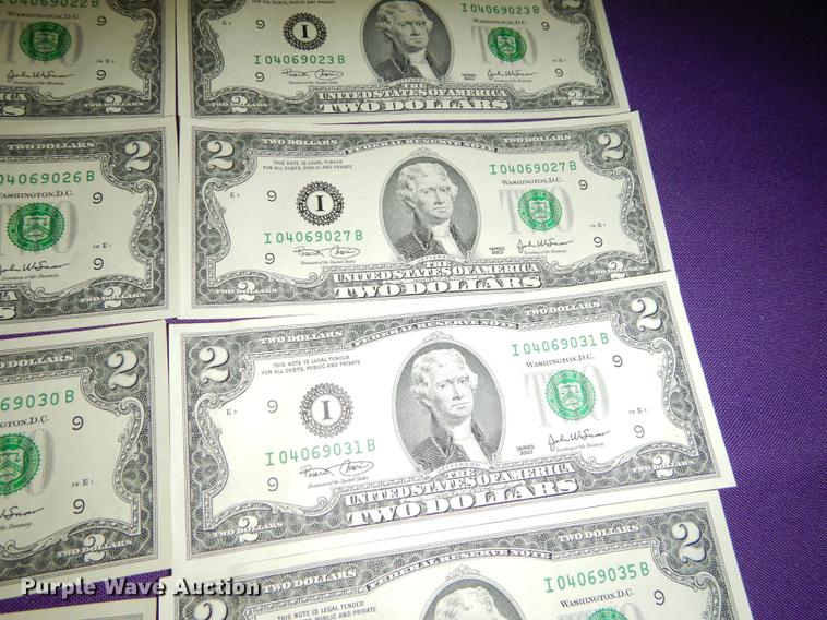 image for item EC9933 (25) two dollar bills