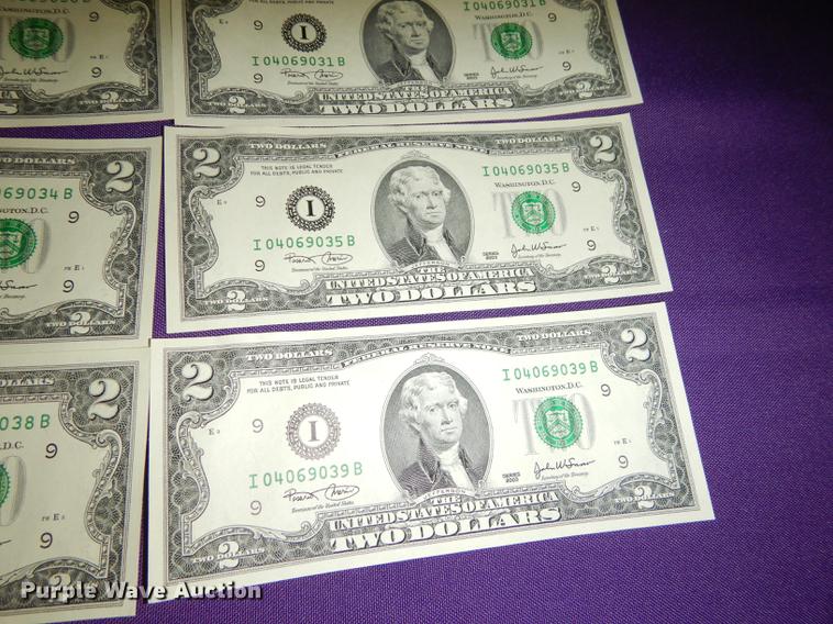 image for item EC9933 (25) two dollar bills