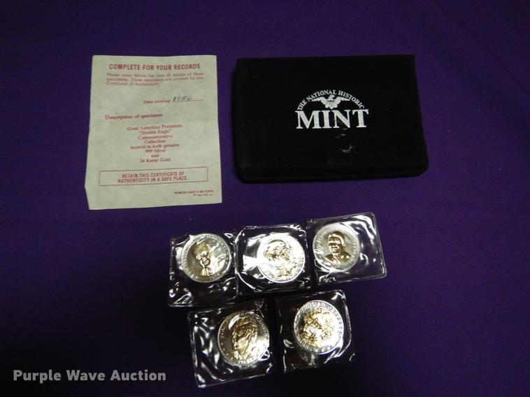 image for item EC9939 (5) Great American Presidents double eagle commemorative collection coins