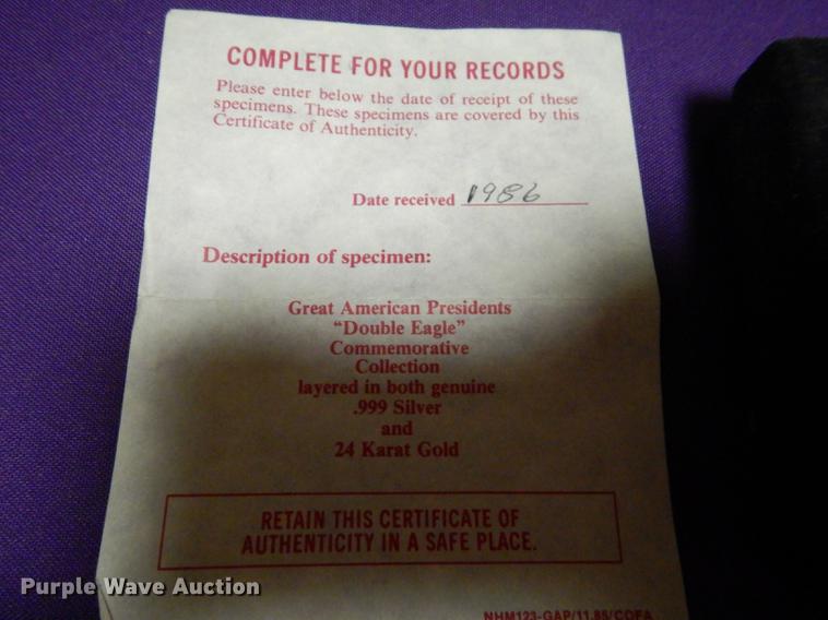 image for item EC9939 (5) Great American Presidents double eagle commemorative collection coins