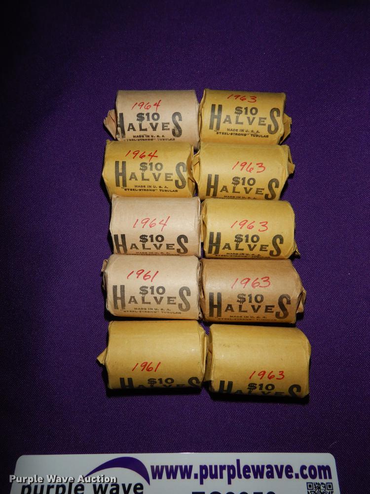 image for item EC9950 (10) rolls of half Kennedy and Franklin dollars