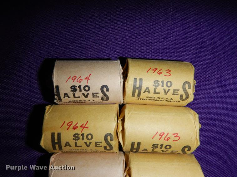 image for item EC9950 (10) rolls of half Kennedy and Franklin dollars