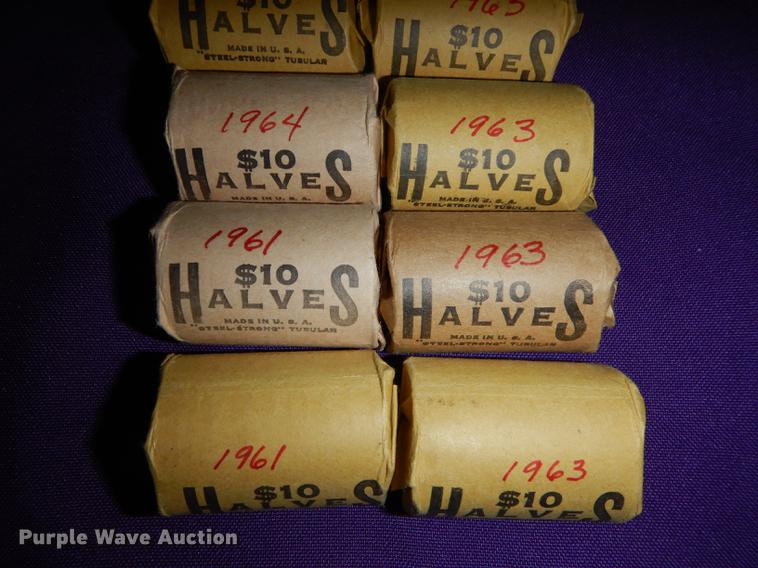 image for item EC9950 (10) rolls of half Kennedy and Franklin dollars