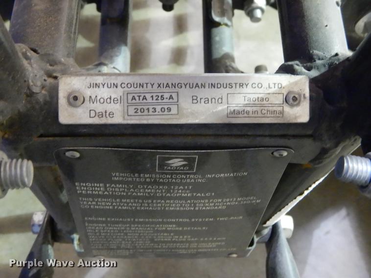 image for item EC9976 2013 Taoi ATA125A ATV