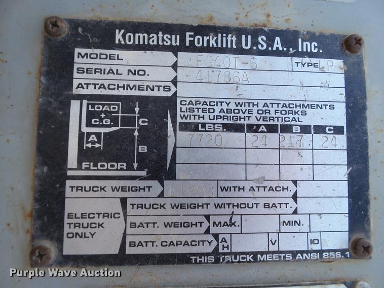 image for item BJ9876 Komatsu FG40T rough terrain forklift