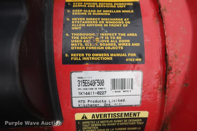 image for item DA8643 MTD 8/26 snow blower