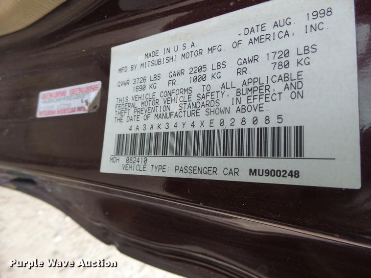 image for item DB9827 1999 Mitsubishi Eclipse