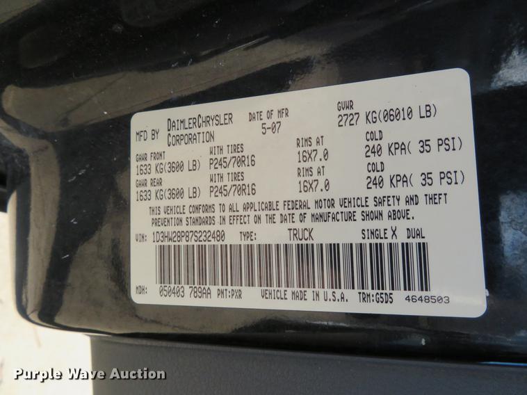 image for item DC0824 2007 Dodge Dakota pickup truck