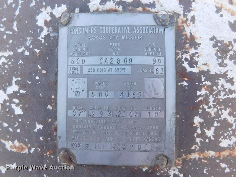 image for item DC8446 500 gallon propane tank