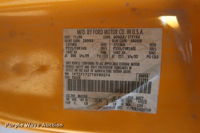 image for item DD9556 2001 Ford F150 pickup truck