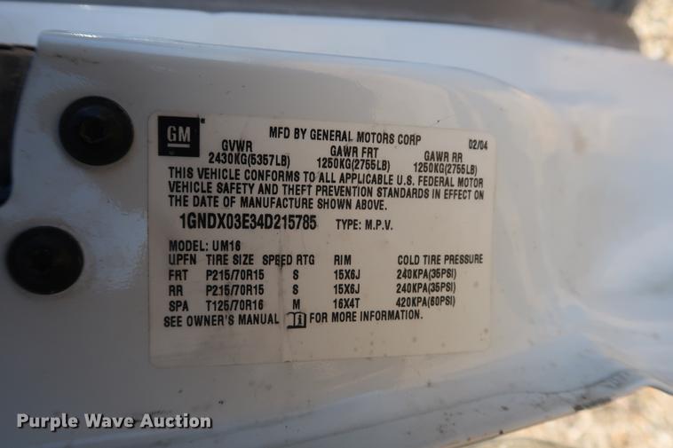 image for item DD9559 2004 Chevrolet Venture van