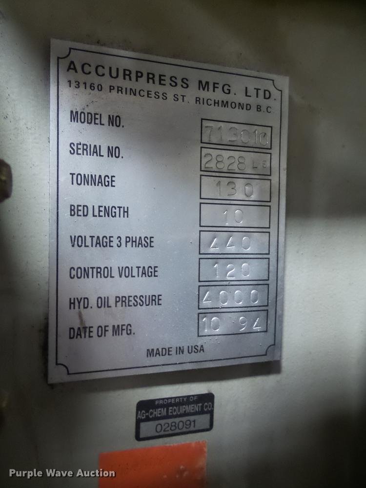 image for item DX9014 1994 Accurpress 713010 press brake