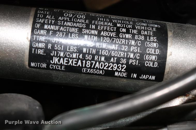 image for item EC9318 2007 Kawasaki EX650-A motorcycle