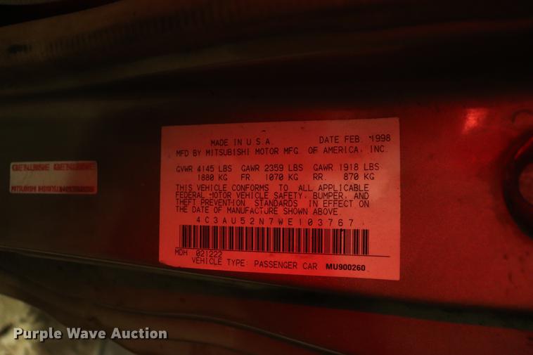 image for item EC9331 1998 Chrysler Sebring LXi