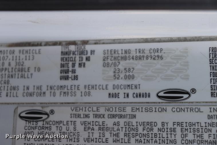 image for item EC9346 2008 Sterling Acterra refuse truck