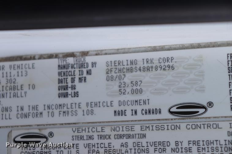 image for item EC9346 2008 Sterling Acterra refuse truck