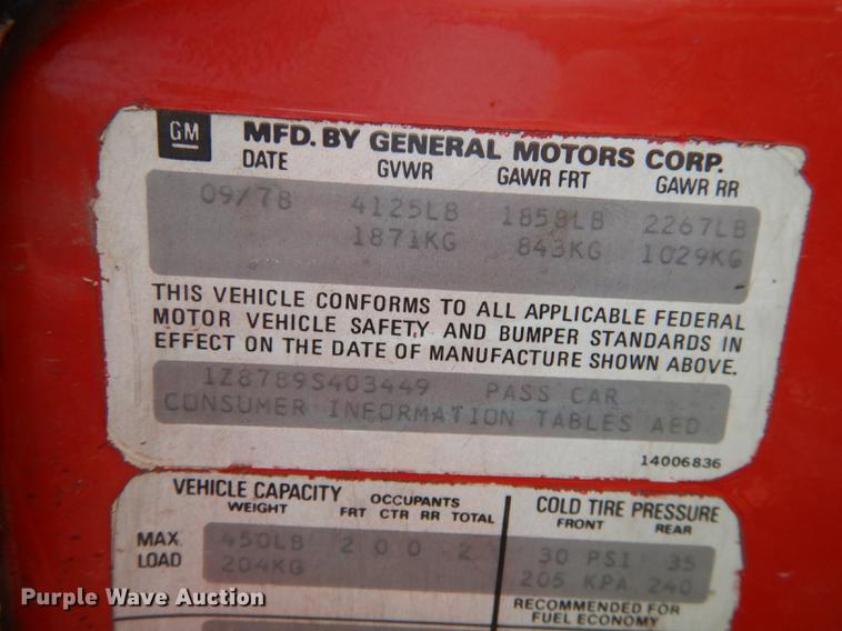 image for item EE9178 1979 Chevrolet Corvette