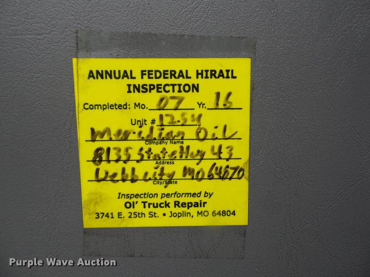 image for item K6291 2001 Ford F750 Crew Cab flatbed truck with DMF Rail Gear