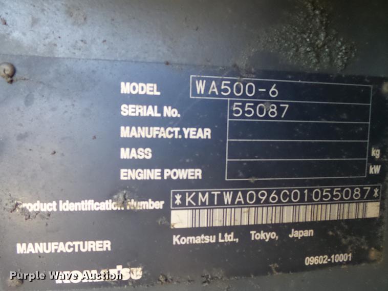image for item DB7238 2006 Komatsu WA500-6 wheel loader