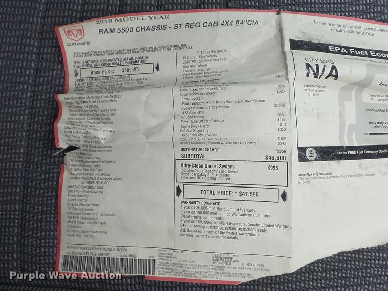 image for item DC7450 2010 Dodge Ram 5500 bucket truck