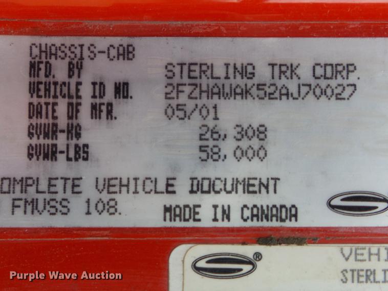 image for item DC7468 2002 Sterling LT8500 dump truck